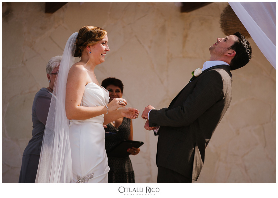 Bride-Groom-Exchanging-Rings-Funny-TG-Villa-Carola-Riviera-Maya-Mexico